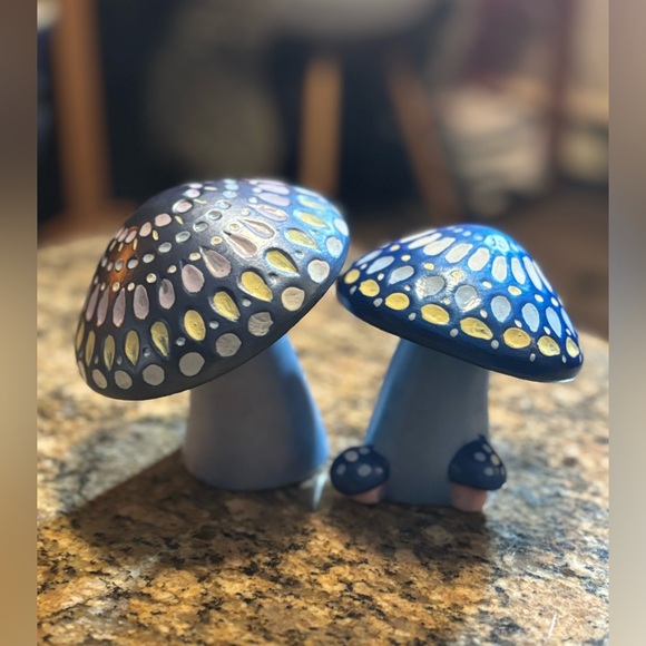 Other - Whimsical Colourful Ceramic Blue Mushroom Decor Home Garden Kids Party Enchanted